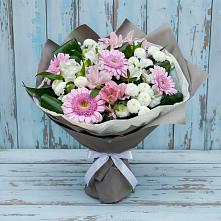 Букет цветов из:  Герберы, Альстромерии и Хризантемы #REPLACE_PRED# Дзержинском