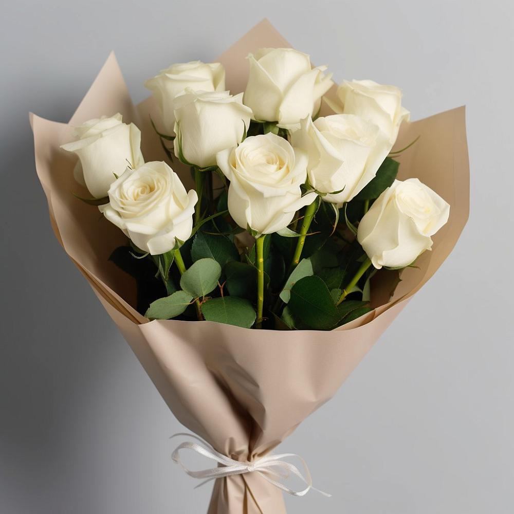 Букет 9 Белых роз Эдлесс Лав в Дзержинском