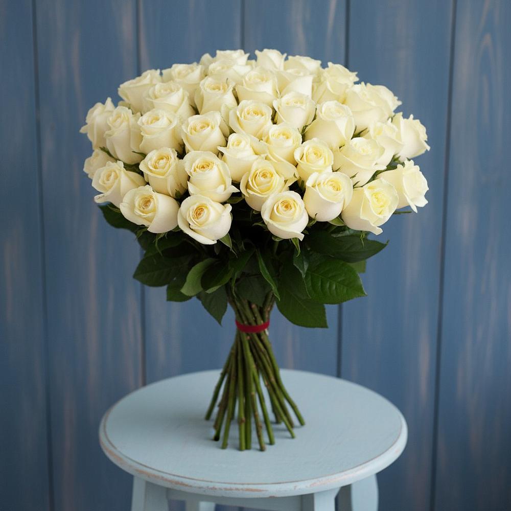 Букет 51 Белая роза Эдлесс Лав в Дзержинском