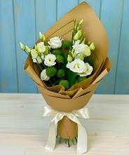 Букет цветов из:  Хризантемы и Лизиантусы #REPLACE_PRED# Дзержинском