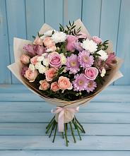 Букет цветов из:  Хризантемы, Розы и Альстромерии #REPLACE_PRED# Дзержинском